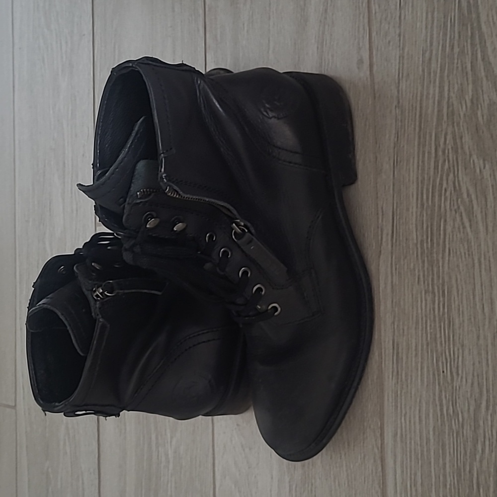 Diesel black leather combat boots outside zip lace mohawk. - Picture 6 of 6